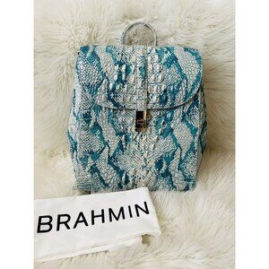Brahmin Sadie Mesmerized Melbourne Leather Backpack Bag Blue Multicolor